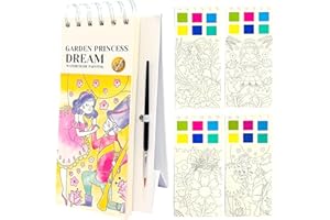 Riomh Watercolor Painting Book for Kids Ages 3-5, Water Painting Easel Book Comes with Brush,Toddler Painting Activities Ages 2-4, Art Craft Gift for Drawing (Princess)