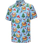 Christmas Shirts for Men Short Sleeve Santa Claus Funny Christmas Golf Polo Shirts