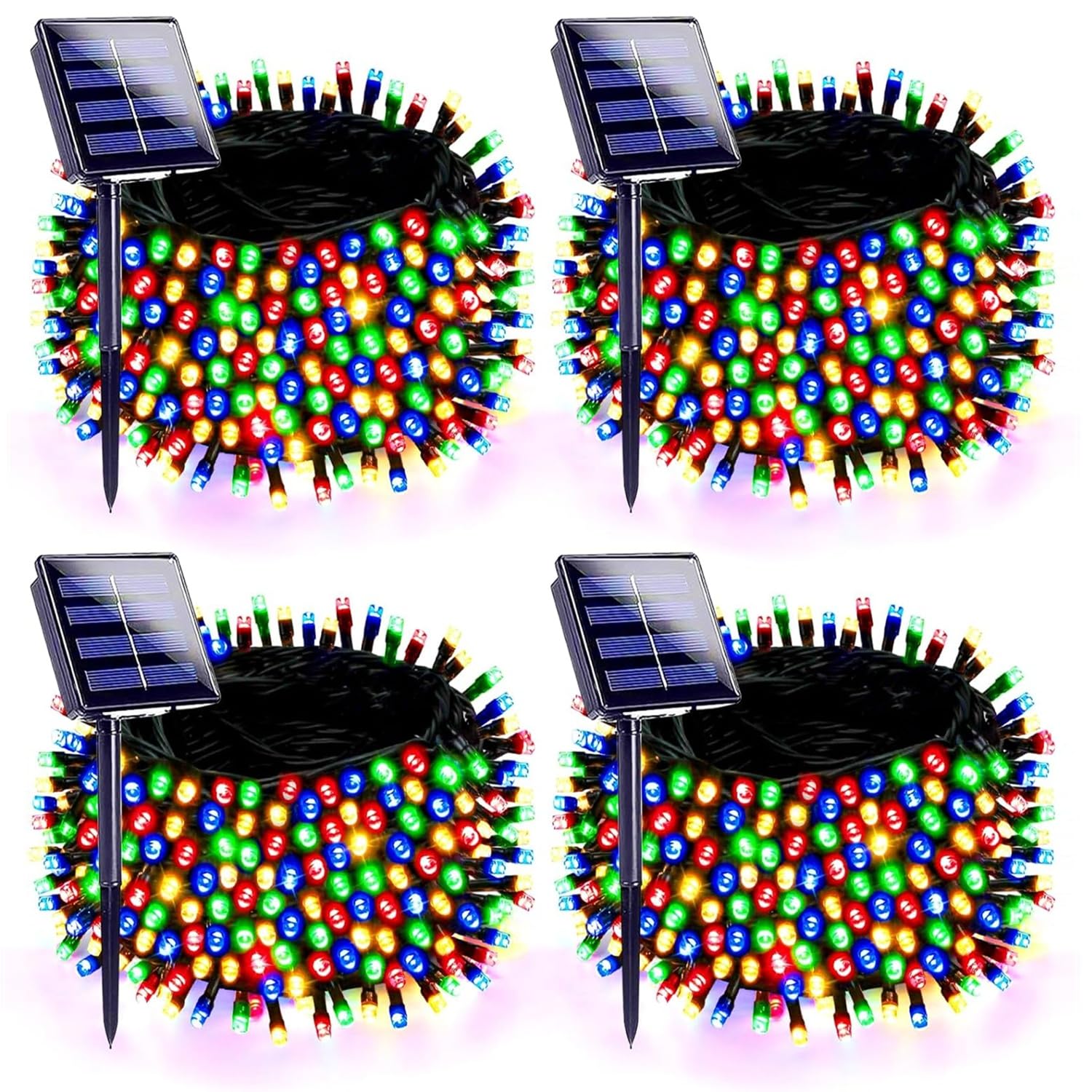 Photo 1 of 4 Pack 180FT Solar Christmas Lights Outdoor Waterproof, Super Bright 320 LED Solar String Lights with 8 Lighting Modes, Green Wire Solar Twinkle Tree Lights for Outside Xmas Party Yard(Multi-Colored)