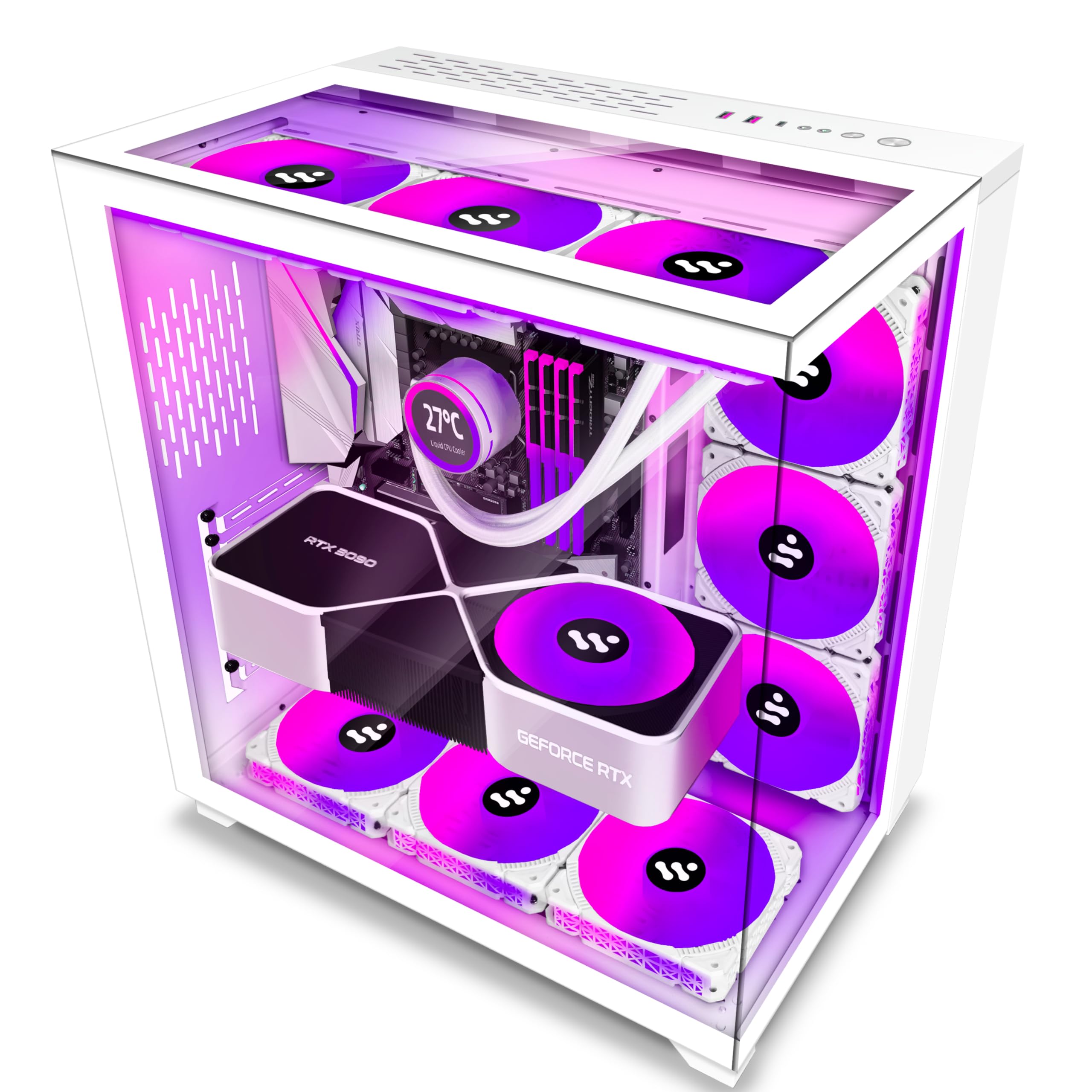 KEDIERS PC Case Pre-Install 9 ARGB Fans, ATX Mid Tower Gaming Case with Opening Tempered Glass Side Panel Door Desktop Computer Case