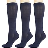Bamboo Rayon Compression Socks for Women Men, 8-15mmHg Moderate Circulator Graduated Support Sock for Running Cycling Travel, Navy Blue(3 Pair, 10-13)