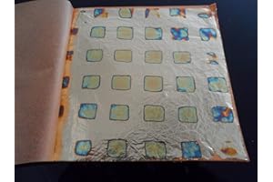 JINRUISI Variegated Gold Foil Leaf 50 Sheets Booklet Colorful Imitation Gold Leaf Gilding Craft Decoration Art (Square Block Gold)