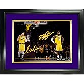 Framed Luka Doncic & LeBron James Los Angeles Lakers Dual Facsimile Laser Engraved Signature Auto 11"x14" Basketball Photo HOFSM Holo