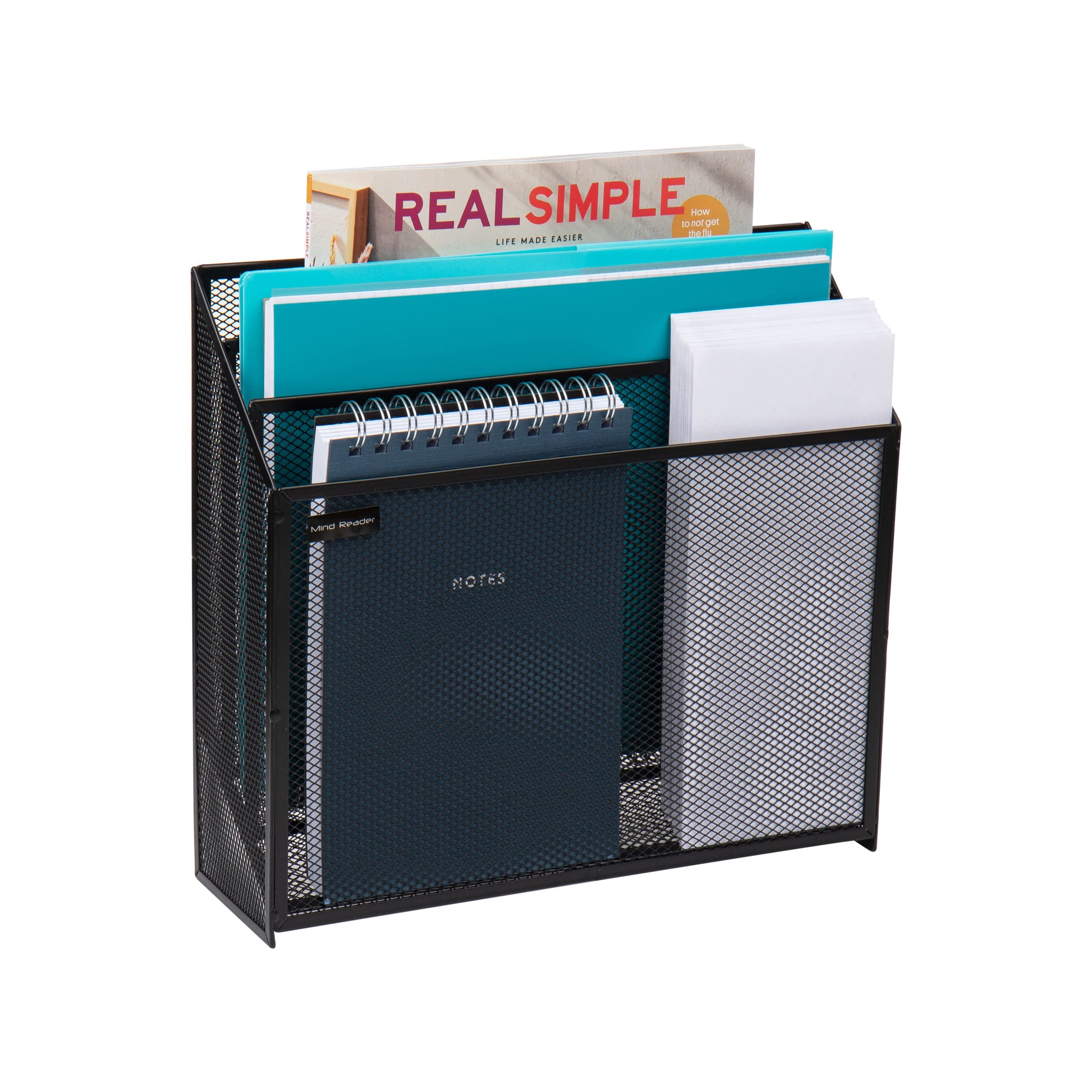 Photo 1 of Mind Reader Vertical File Storage, Desktop Organizer, Workspace, Office, Metal Mesh, 12.5" L x 3.75" W x 11.5" H, Black