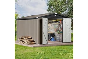 SANNWSG 10x12 FT Outdoor Storage Shed,Metal Tool Sheds,Waterproof Outside Storage Shed,Large Storage Building with Lockable Door