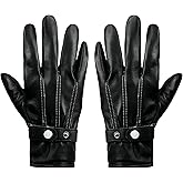 SURAWIL Leather Gloves Mens Touchscreen Winter Warm Gloves, Fleece Lining M55US