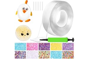 BABORUI Nano Bubbles Tape Kit, Nano Bubble Tape Toy Kit with Glitter and Balloon Inflator, Double Sided Super Elastic Bubble for Kids Girls Adult Party Favors Gifts Fidget Toy Craft
