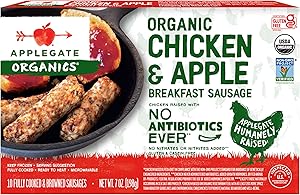 Applegate Organic Chicken & Apple Breakfast Sausage, 7oz (Frozen)