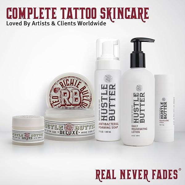 HUSTLE BUBBLES TATTOO AFTERCARE SOAP – ANTIBACTERIAL CLEANSER TO CLEAN NEW TATTOOS & PIERCINGS – ESSENTIAL BODY ART SUPPLIES 7OZ