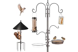 ERYTLLY Bird Feeders Bird Feeding Station Kit Bird Feeding Pole Wild Bird Feeder Hanging Kit with Squirrel Guard Baffle Suet Cage Tube Bird Feeder Planter Hanger Multi Feeder for Attracting Wild Birds
