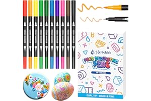 HERBEKLAB Edible Markers – 10Pcs Double-Sided Food Coloring Pens with Fine & Thick Tips for Cookie Decorating, Fondant, Desserts & Easter Eggs