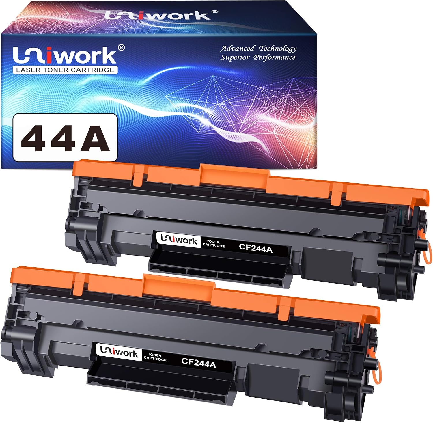 Uniwork Toner Cartridge Replacement for HP CF244A 44A Compatible with Laserjet Pro M15w M15a MFP M28w M28a (Black, 2-Pack)