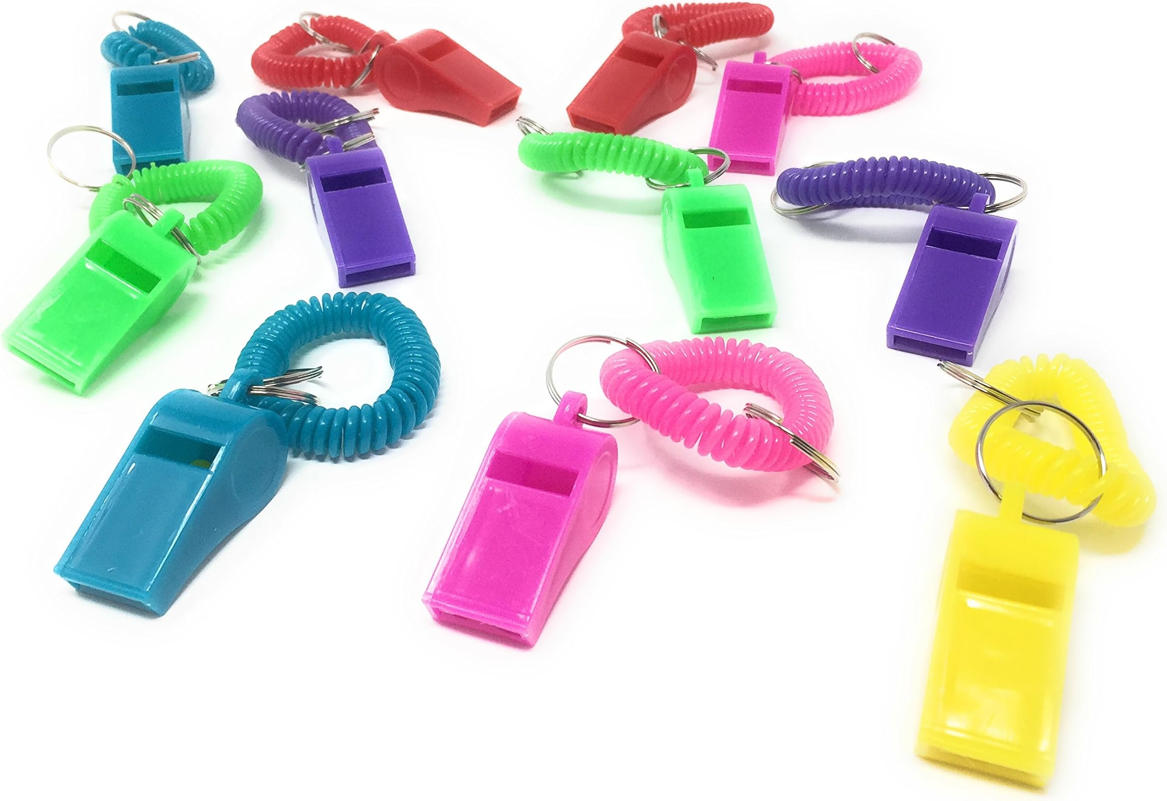 Around The Wrist Whistle Bracelets with Keychain in Assorted Colors - Bulk Whistles- Bulk Party Favor - 24 Pieces