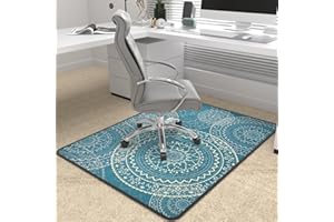 PLACOOT Heavy Duty Office Chair Mat for Carpet and Hardwood Floor Bohemian Desk Chair Mat Rug 36'' x 48'' Jacquard Woven Surface Floor mats for Office Home