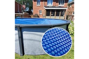 Poolvalu 21 Foot Round Solar Pool Cover Blanket, Blue, 9mil Thickness, 4 Season Warranty, for Above Ground Pools