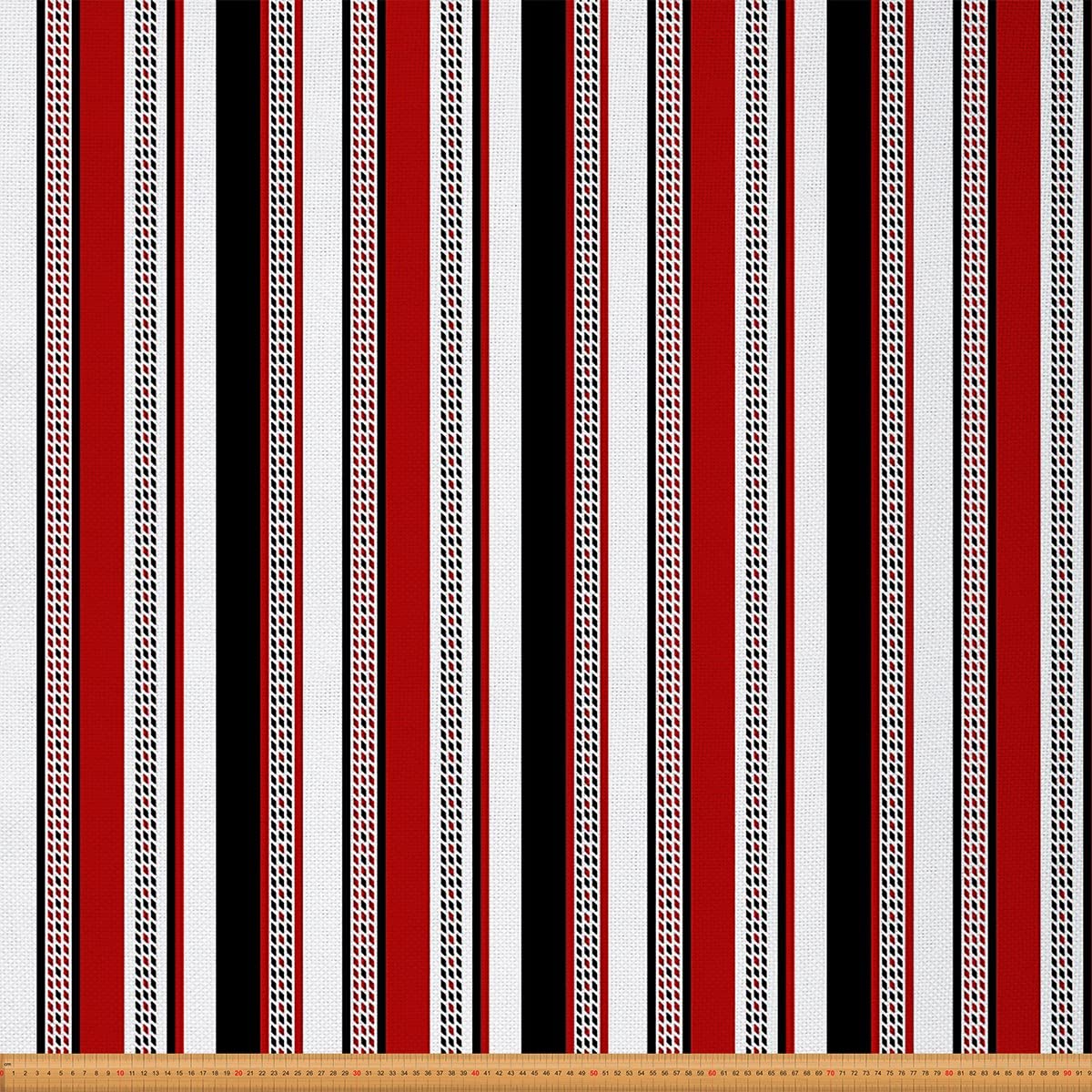 Geometric Stripes Fabric by The Yard,Black Red Retro Simple Style Upholstery Fabric for Chairs,Abstract Striped Lines Waterproof Outdoor Fabric,5 Yards,(L460*W150cm) White