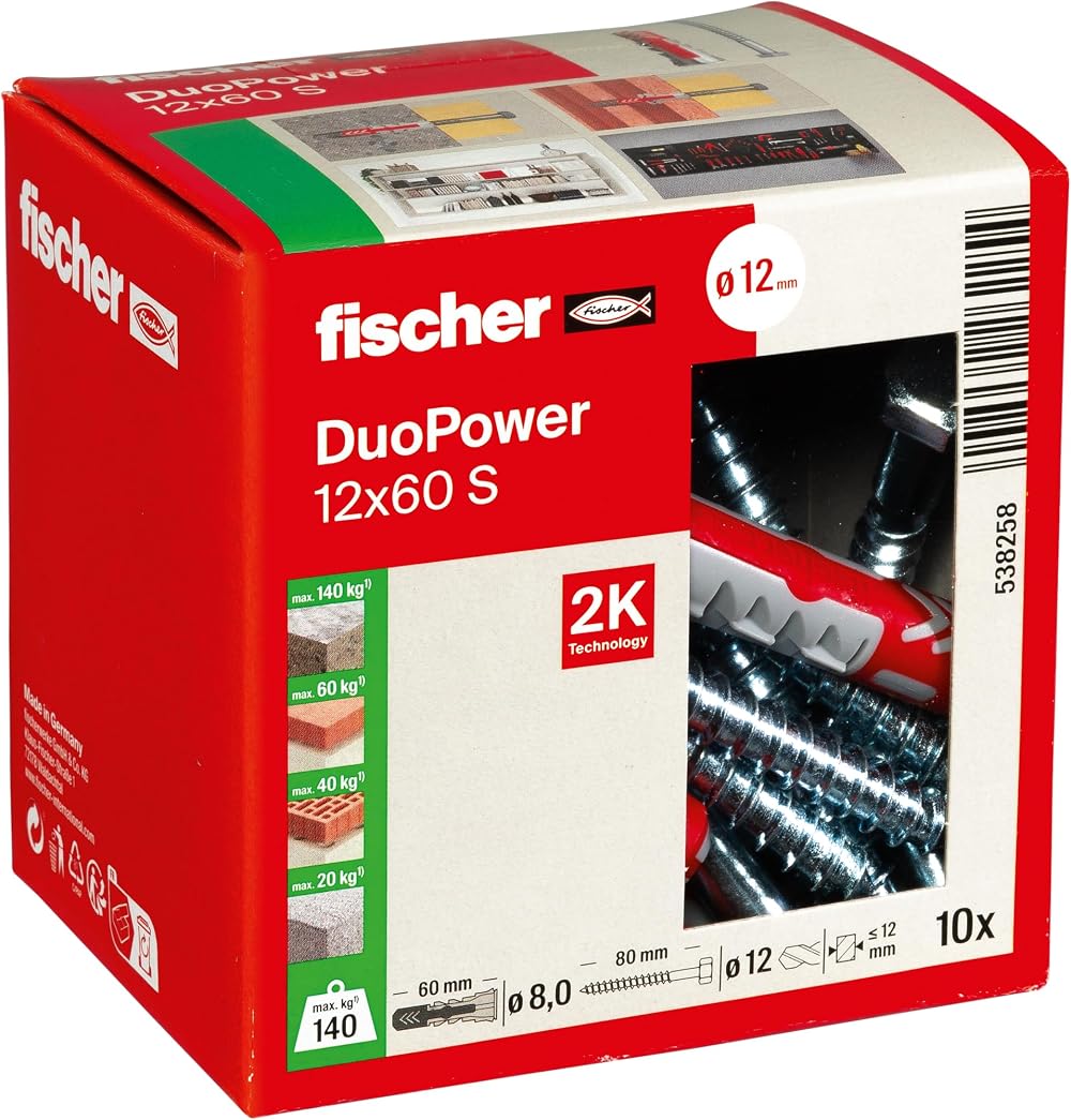 fischer DuoPower 12 x 60 S Universal Plug Set with Screws 10/10
