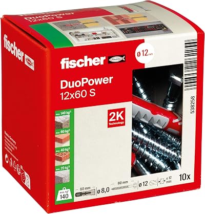 fischer DuoPower 12 x 60 S Universal Plug Set with Screws 10/10