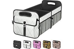 Olosar Collapsible Car Organizers and Storage - Portable Trunk Organizer SUV Car Accessories for Women/Men for Any Car, SUV, Mini-Van, Beige