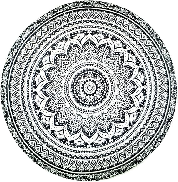 Amazon Co Jp Comvip ビーチラグ バスタオル 欧米 ストール 春夏秋 ビーチタオル シフォン 円形 大判 ラウンド ラグ 海辺 インテリア 黒 服 ファッション小物