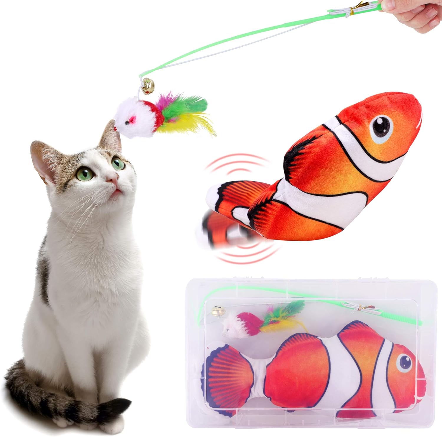 FiGoal Cat Toy Set Realistic Moving Fish Flopping