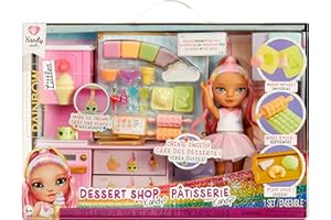 Rainbow High Littles Dessert Shop Playset + Small Doll (Pink 5.5”), Make Ice Cream and Sweets, Kids Gift 4+