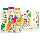 Saint James Iced Tea - Organic Green Tea - Non GMO, Gluten Free, Low Calorie & Low Sugar - Variety Green Tea Flavors, 12 Pack (16.9 fl oz each) | Non GMO, Gluten Free, Low Calorie, Low Sugar