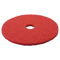 3M Buffer Floor Pad 5100, Red, 20", 5/Case, Removes