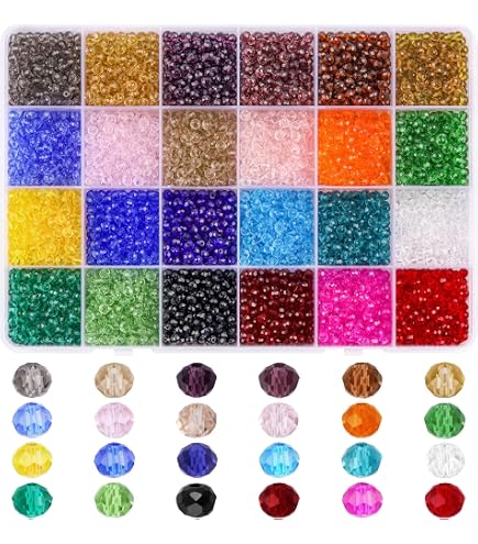 Beadthoven 1300pcs 4mm Faceted Rondelle Glass Beads - Rainbow Metallic Spacers For Jewelry