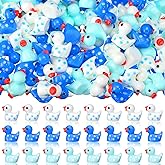 Realspring 100 Mini Resin Ducks Tiny Duck Figurines Bulk Cute Figures Mini Duck for Winter Miniature Landscape Garden Accessories Desktop Layered Tray Ornament Birthday Party Decor