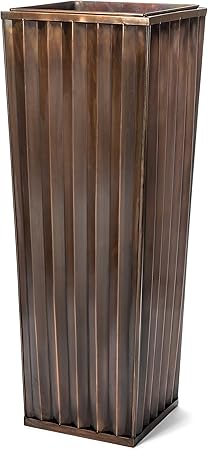 Amazon Com H Potter Tall Planter Large Outdoor Copper Antique Flower Pot Indoor Patio Deck Ribbed Garden 29 Inches High Garden Outdoor