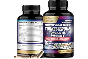 Organic Cadane Turkesterone 7500mg VitaminC 30mg Horny Goat Weed 1500mg Supplement - Pre-Workout, Energy Production & Immunity Support - Maca Root, Panax Ginseng, Tongkat-Ali - 90 Vegan Capsules