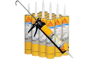 AWF PRO Sikaflex 1C SL 10 oz Limestone - Concrete Expansion Joint Filler, Self Leveling, Polyurethane Sealant. Pack of 12. 10 oz Applicator Gun Included