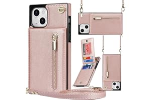 Jaorty Crossbody Wallet Case for iPhone 13 Mini Case with Card Holder Leather PU Flip Cover Detachable Adjustable Lanyard Str