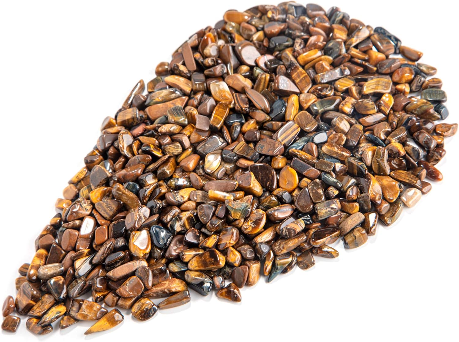 Hardscaping Materials - FORBY Tiger's Eye Tumbled Chips Stone Crushed Crystal Quartz Irregular Shaped Stones for Home Decorative Stones Vases Plants Succulents Cactus 1pound(About 460 Gram)