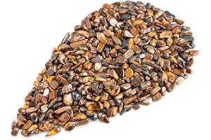 FORBY Tiger's Eye Tumbled Chips Stone Crushed Crystal Quartz Irregular Shaped Stones for Home Decorative Stones Vases Plants Succulents Cactus 1pound(About 460 Gram)