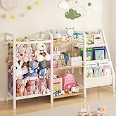 CYXPHION B1 Kids Bookshelf and Toy Storage, 3-Tier Book Shelf for Kids Rooms, Sling Baby Bookcase with Stuffed Animal Storage, Montessori Toddler Bookshelf for Nursery, Bedroom, Playroom Burlywood