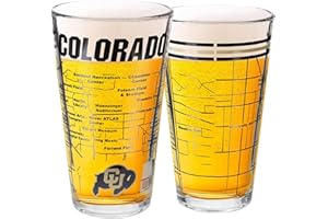 Greenline Goods University of Colorado Pint Beer Glasses Set of 2 - Full Color Buffaloes Logo & Campus Map – Colorado Buffaloes Gift Idea for College Grads & Alumni - College Glassware