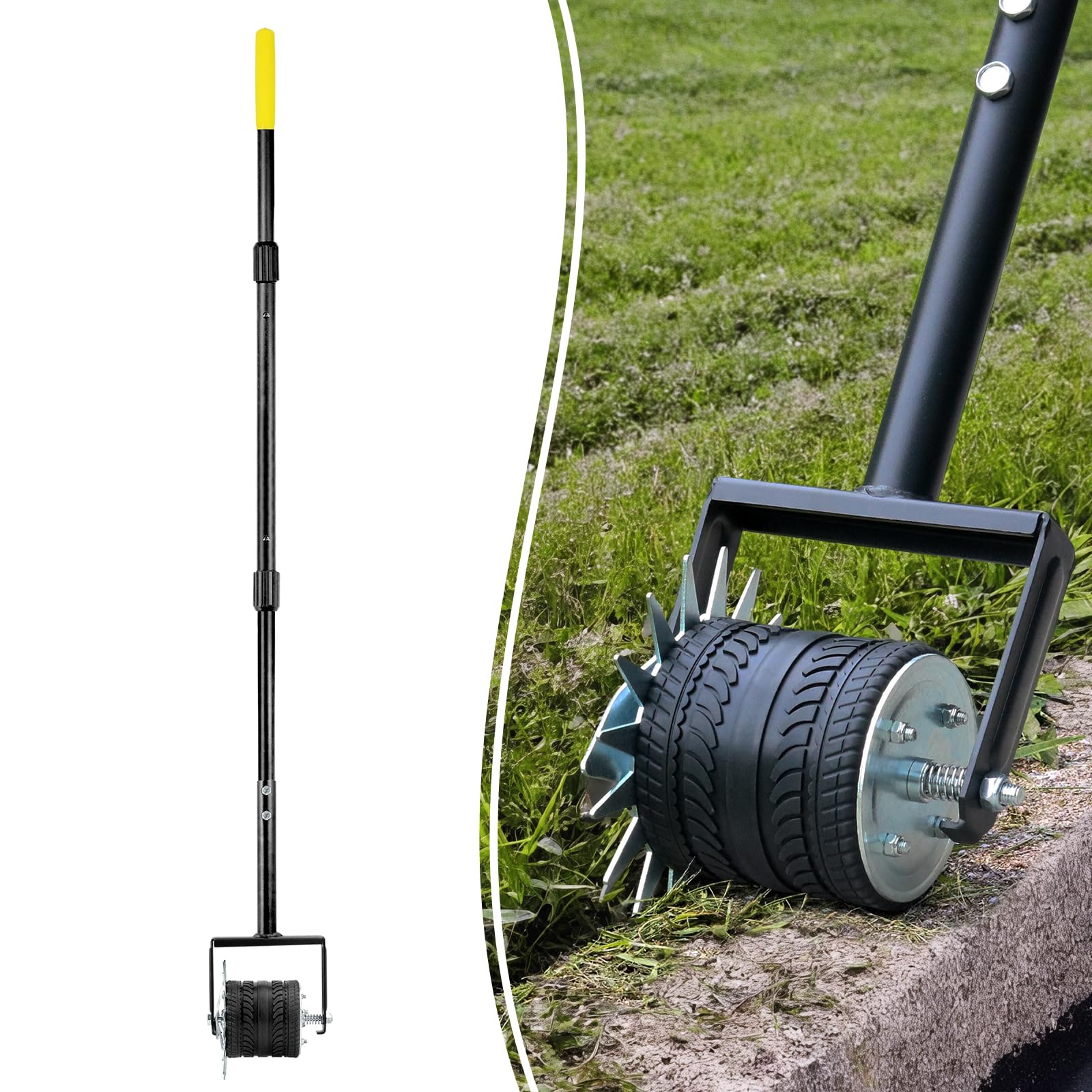 Photo 1 of Colwelt Wheel Rotary Edger Lawn Tool 59’’, Manual Grass Edger Tool with Wheel with Extra-Wide Rubber Wheel, Garden Edger with Reinforced Bracket, Rotary Edging Tool for Landscaping Sidewalks Driveways