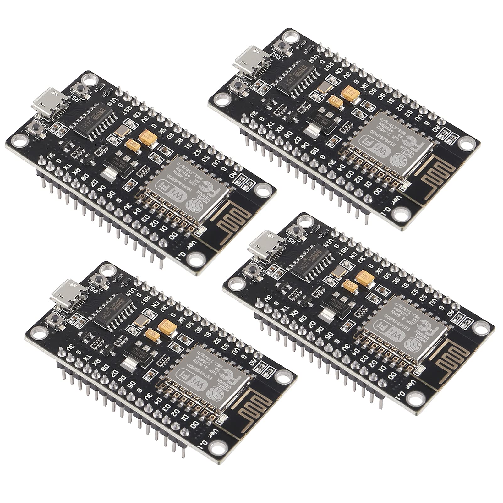 AITRIP 4pcs Electronic Wireless Module for NodeMcu v3 Lua with CH340 Chip WiFi Internet of Things Development Board Compatible with Arduino IDE/MicroPython (4PCS)