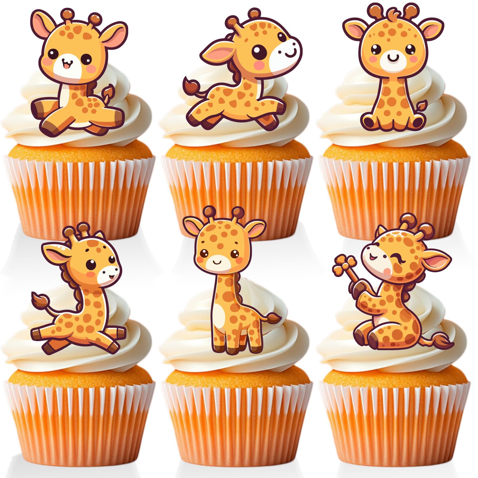 View 1 of 18 PCS Cute Giraffe Cupcake Toppers for Boys Girls Giraffe Baby Shower Decorations Jungle Safari Animal Print Cake Picks Decor Giraffe Birthday Party Supplies