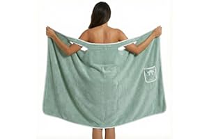 Plus Size Wearable Towel Wrap for Women with Adjustable Straps – Soft Bath & Shower Wrap, Absorbent Shower Wraps with Pocket 