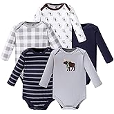 Hudson Baby baby-boys Cotton Long-sleeve Bodysuits 5-pack