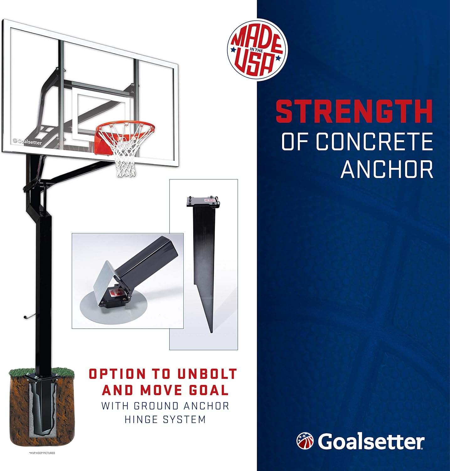 Goalsetter All-American In Ground Adjustable Basketball System with 60-Inch Glass Backboard and Double Static Rim, Black (SS45560G2) : Sports & Outdoors
