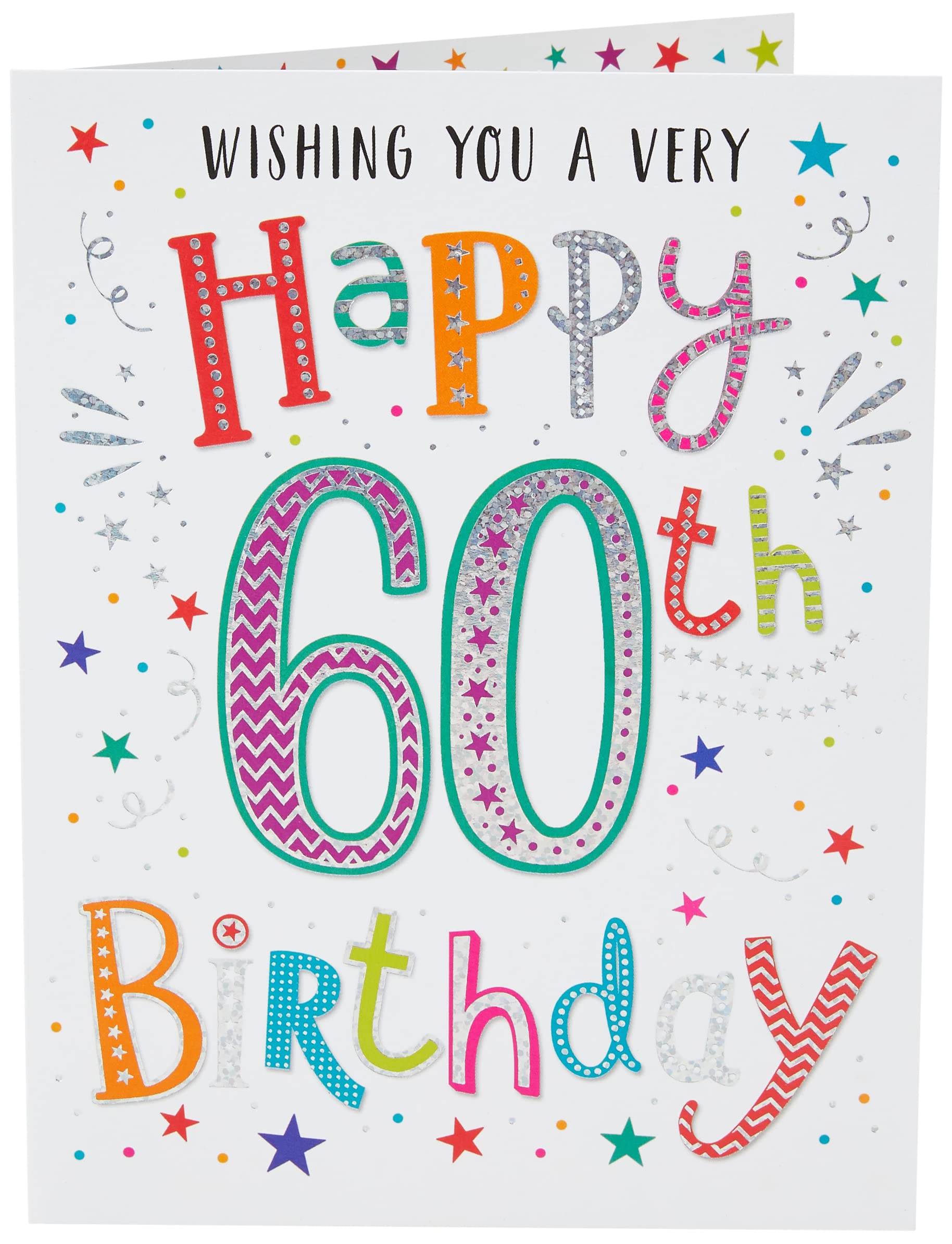 Regal Publishing Modern Milestone Age Happy Birthday Card 60th - 8 x 6 inches,red|brown|black|green|white