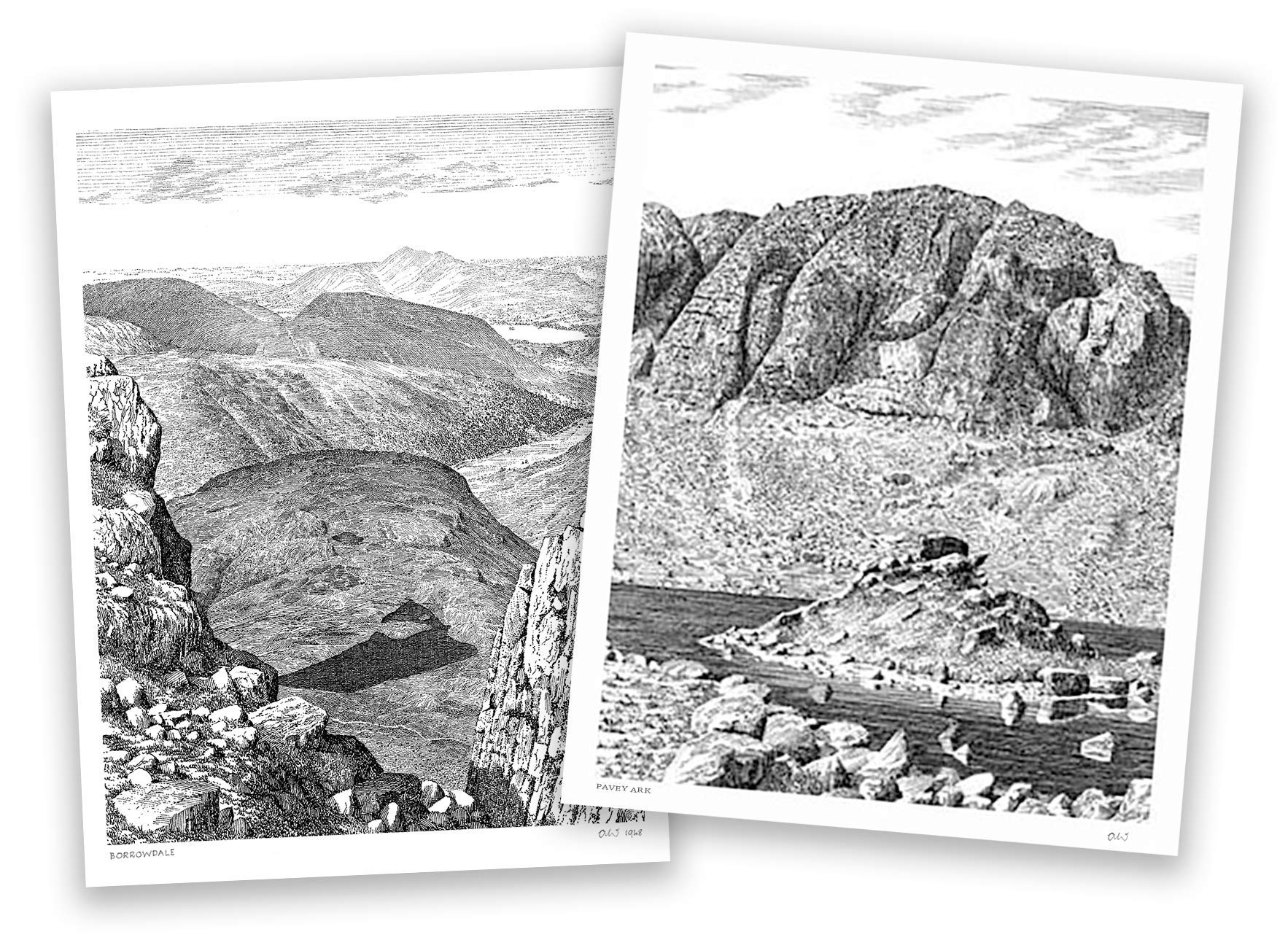 Wainwright LAKE DISTRICT LIMITED EDITION PRINTS : BORROWDALE & PAVEY ARK