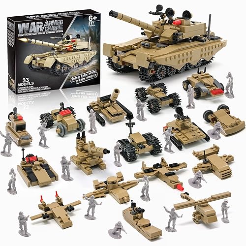Army Tank Toy Building Blocks Set Compatible with Lego, Create a Armored  Tank or 16 Small Military Models, with Toy Soldiers, Great Army Men Toys