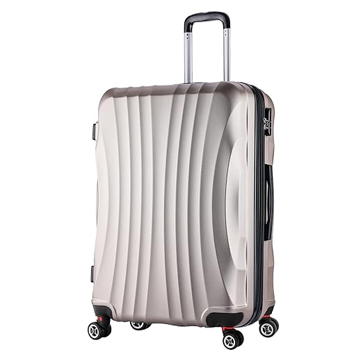 WOLTU RK4213ch-XL, Reise Koffer Trolley Hartschale 4 Rollen Volumen erweiterbar, Reisekoffer Hartschalenkoffer Handgepäck, M/