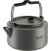 Kuvіk Titanium Kettle - 1.0L (34 oz) - Ultralight and Compact | Dishwasher Safe, Non-Toxic, Food Safe, Corrosion Resistant, Durable, Easy to Clean, Folding Handle, Carrying Case Included