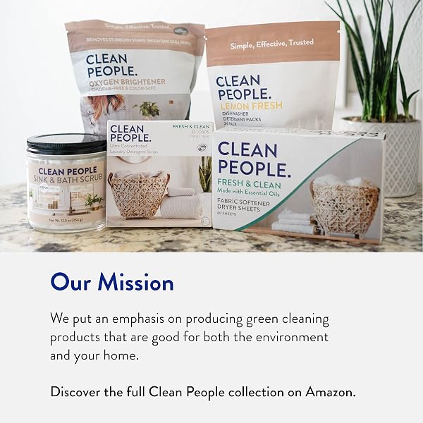 THE CLEAN PEOPLE FABRIC SOFTENER SHEETS – DRYER SHEETS – SOFTENS & REMOVES STATIC CLING – VEGAN LAUNDRY SOFTENER WITH ESSENTIAL OILS – FRESH SCENT, 120 PACK
